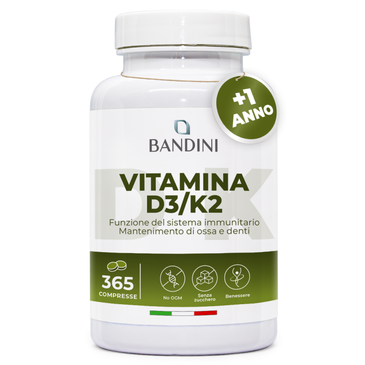 Vitamina D3 e K2 - 365 compresse per le Ossa ed i Denti