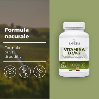 Vitamina D3 e K2 - 365 compresse per le Ossa ed i Denti
