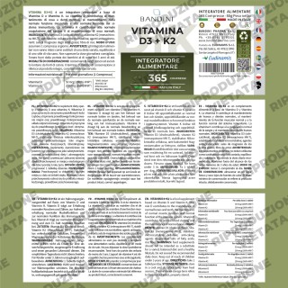 Vitamina D3 e K2 - 365 compresse per le Ossa ed i Denti