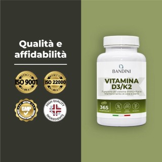 Vitamina D3 e K2 - 365 compresse per le Ossa ed i Denti