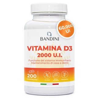 Vitamina D3 2000 U.I. 200 Compresse (6 Mesi) - Per Ossa & Denti