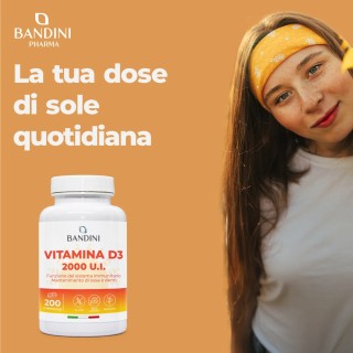 Vitamina D3 2000 U.I. 200 Compresse (6 Mesi) - Per Ossa & Denti