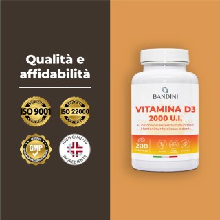 Vitamina D3 2000 U.I. 200 Compresse (6 Mesi) - Per Ossa & Denti
