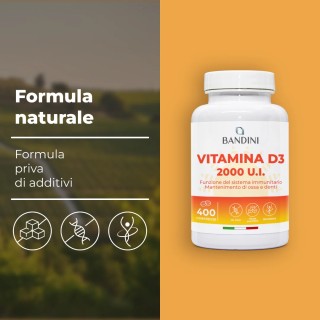 Vitamina D3 2000 U.I. 400 Compresse (1 anno) - Per Ossa & Denti