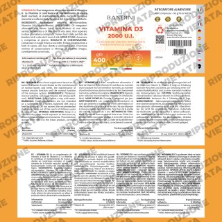 Vitamina D3 2000 U.I. 400 Compresse (1 anno) - Per Ossa & Denti