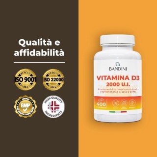 Vitamina D3 2000 U.I. 400 Compresse (1 anno) - Per Ossa & Denti