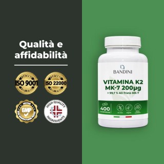 Vitamina K2 | 400 Compresse | Vit K2 Italiana per Ossa normali