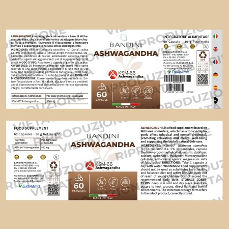 Ashwagandha 60 capsule rimedio anti-stress (ginseng indiano)