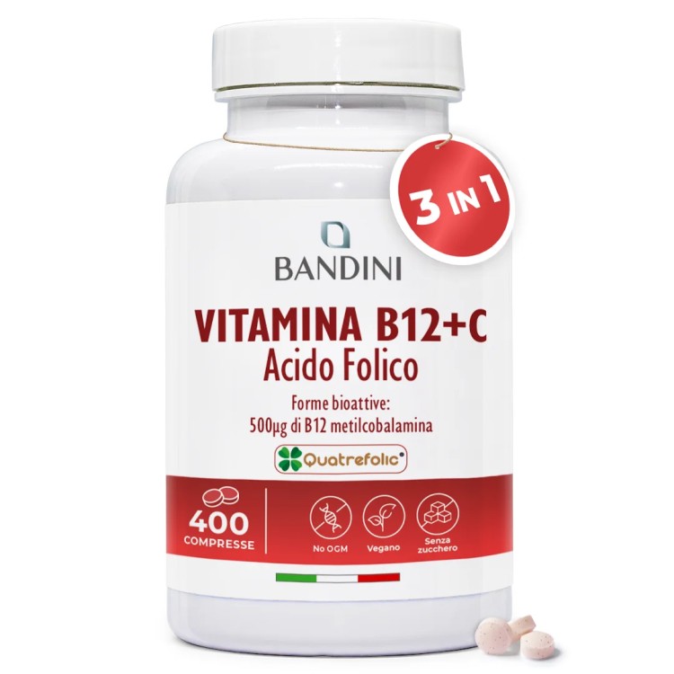 Vitamina B12 con Acido folico e Vitamina C | 400 compresse