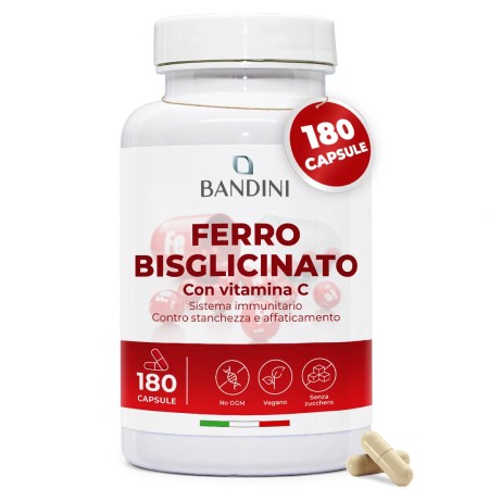 Ferro Bisglicinato e Vitamina C | 180 Capsule Altamente Dosate