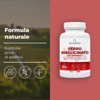 Ferro Bisglicinato e Vitamina C | 180 Capsule Altamente Dosate