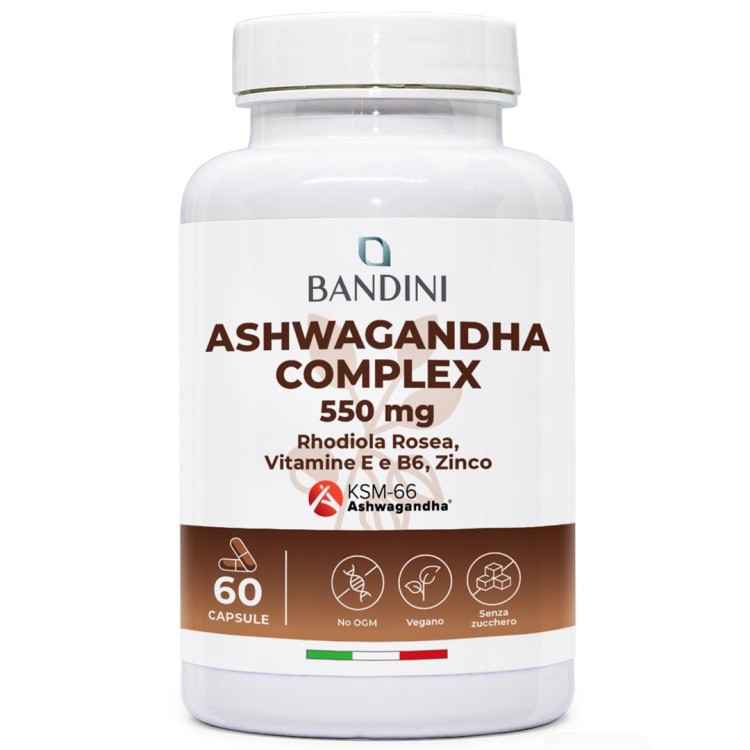 Ashwagandha Complex capsule KSM-66 con Rhodiola, Zinco, B6