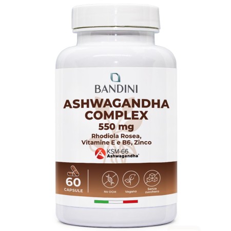 Ashwagandha Complex capsule KSM-66 con Rhodiola, Zinco, B6